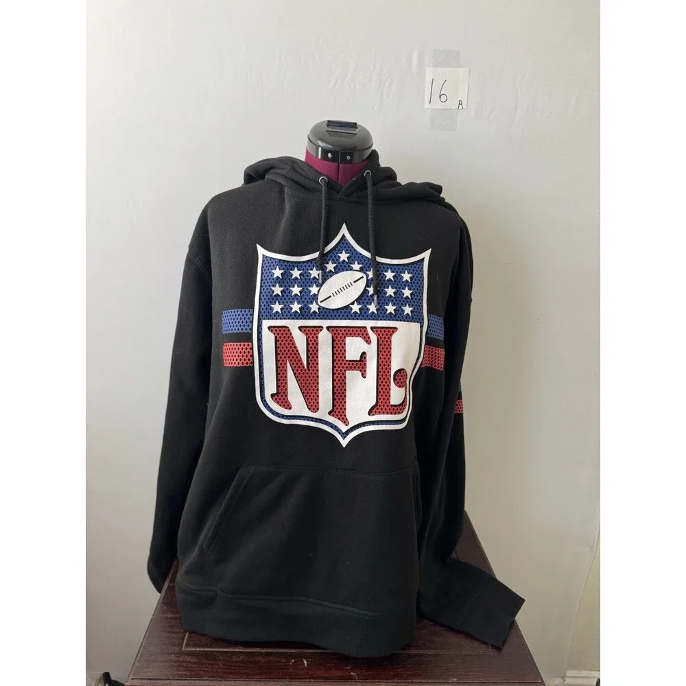 NFL Shield Logo Hoodie – Size 2X – Black – Pullover